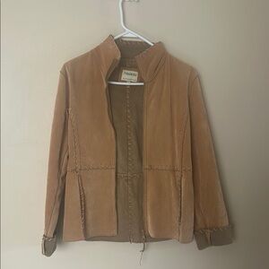 Tiramisu Tan Leather Jacket with Structured Design